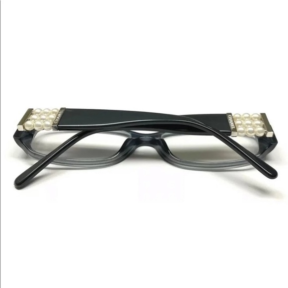Auth Chanel black acetate with pearl eyeglasses - Picture 2 of 4